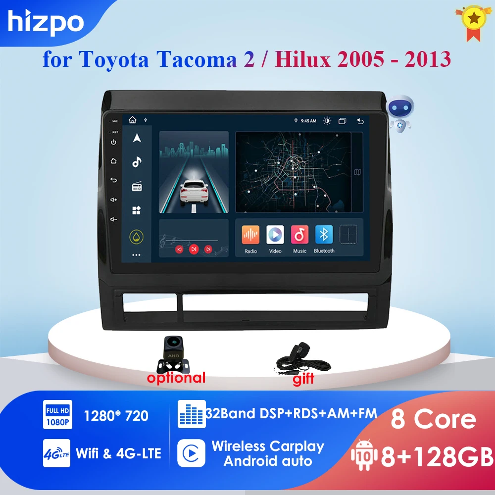 

4G-LTE 9''Android 10 TOYOTA TACOMA&HILUX_USA 2005-2012/2013 Car Radio Multimedia GPS Navigation Navi Player Auto Stereo WIFI RDS