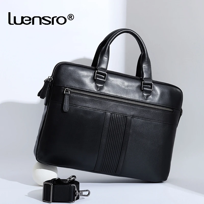

Портфель мужской из натуральной кожи, сумка на плечо для ноутбука, чемоданчик для бизнеса/путешествий