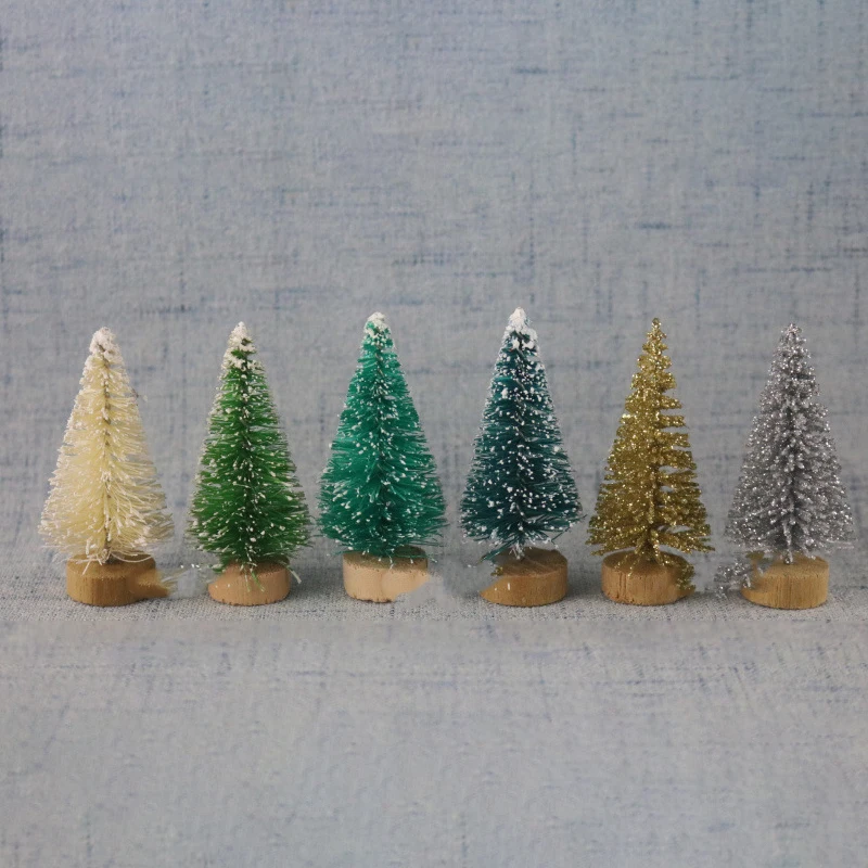 

12Pcs Mini Christmas Tree Santa Claus Snow Decor For DIY Frost Village New Year
