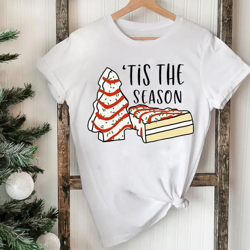 

Women Graphic Tees Merry Christmas New Year Holiday Fashion 2022 Style Lovely Trend Tshirt Nice Ladies Top Vacation T T-shirt