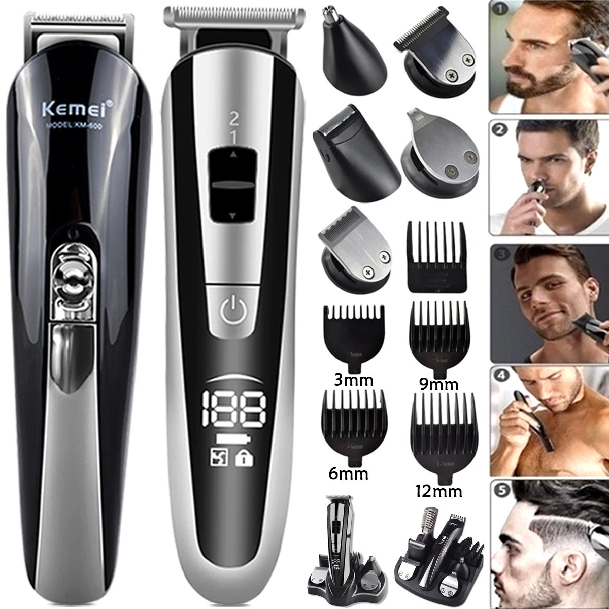 Kemei Hair Trimmer Electric Clipper Beauty Kit Multifunction