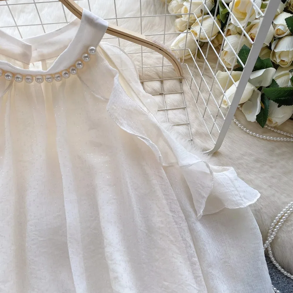 Женская шифоновая блузка с открытыми плечами и длинными рукавами вышитыми