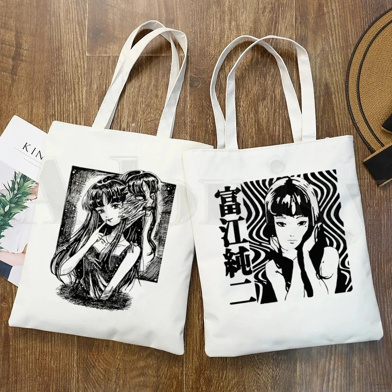 

y2k Japanese Manga Junji Ito Tomie Shintaro Kago Graphic Hipster Cartoon Print Shopping Bag Girls Fashion Casual Bag Clutch bags