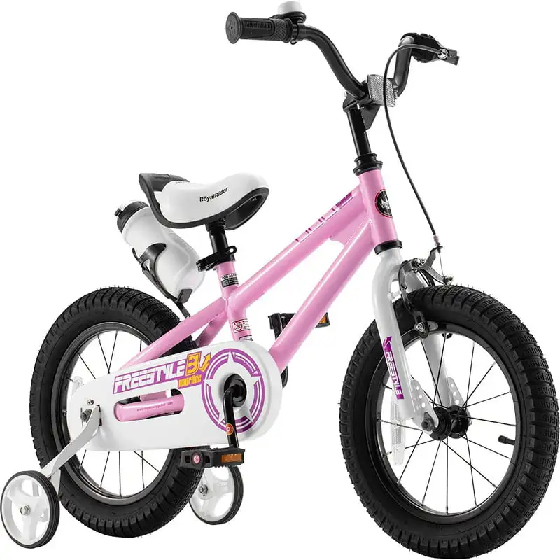 

Freestyle 12" Pink Kids Bike Boys and Girls Bicycles with Training Wheels and Water Bottle Bicycle Shock Absorption Strong Load-