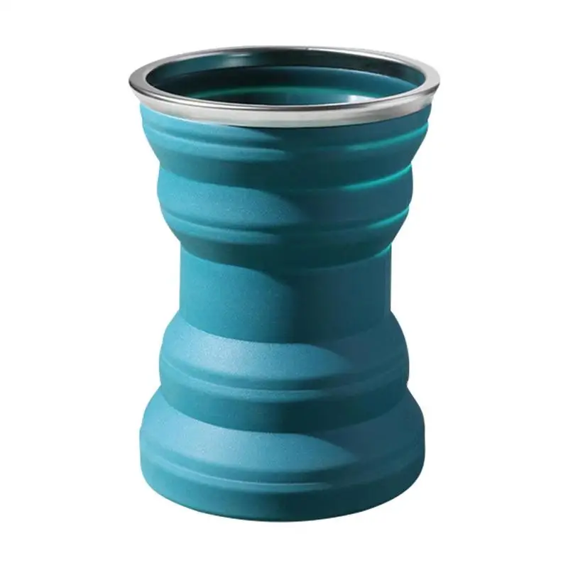 

320ml Large Reusable Silicone Collapsible Cups With Lid For Camping Portable Folding Coffee Cups For Travel Hiking