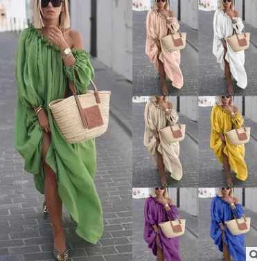

2022 sloping shoulder strapless loose dress