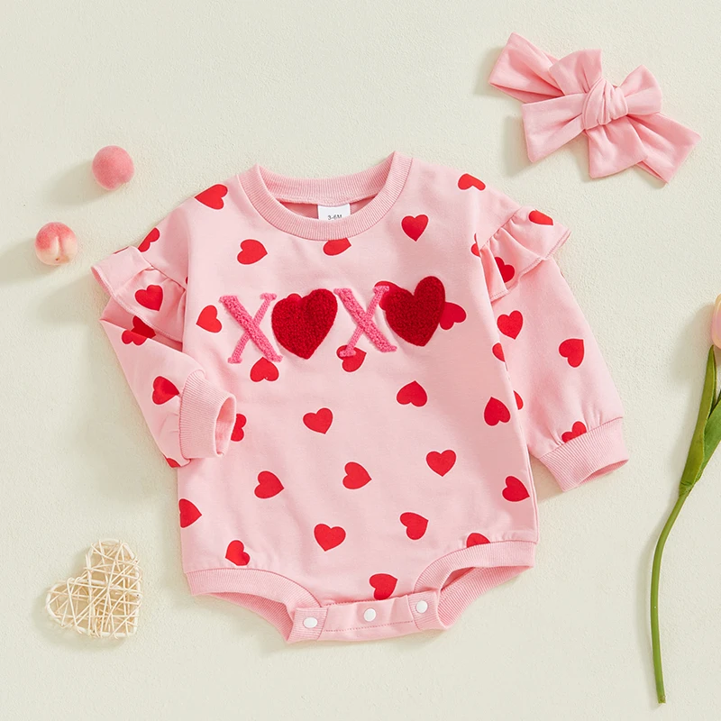 Наряд на День Святого Валентина для маленьких девочек комбинезон с длинными