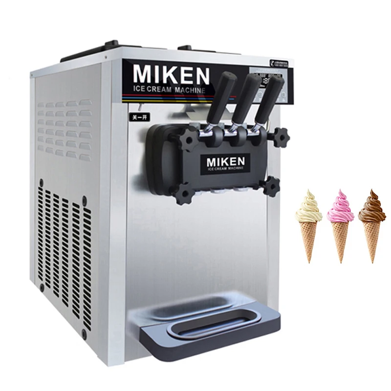 

20-28L/H Commercial Ice Cream Making Machine 3 Flavors Soft Ice Cream Makers Stainless Steel Sweet Cone Vending Machine 1600W