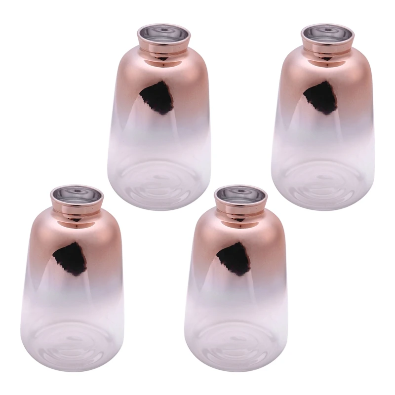 

New 4X Glass Vase Nordic Electroplated Gold Vase Glass Flower Vases For Home Decor Dried Flower Bottle Bar Decoration