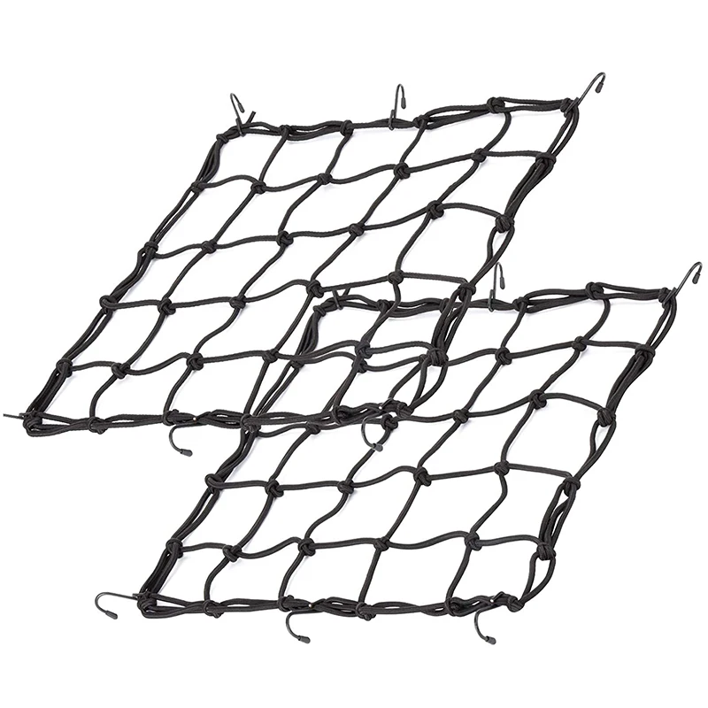 

2 Pack 15.7inch x15.7inch Cargo Net, Heavy Duty Bungee Net Stretches , Gear Helmet Luggage Thicken Netting