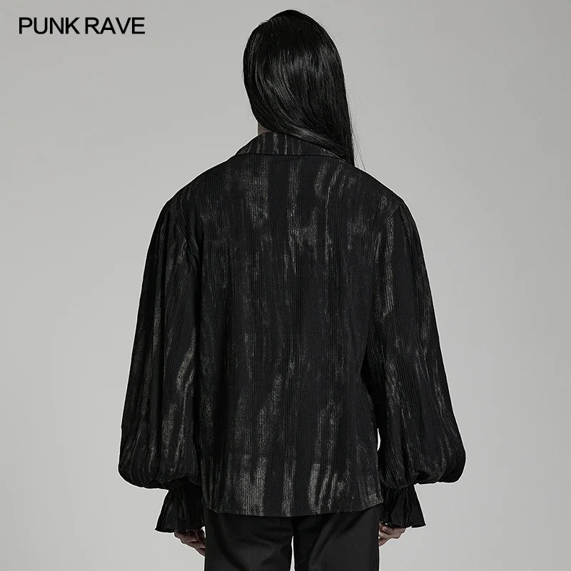PUNK RAVE Мужская готическая жаккардовая рубашка черного цвета