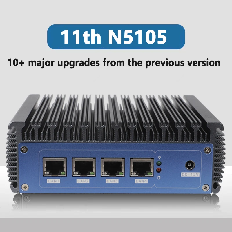 New 2.5G pfSense Router 11th Intel N5105 4*lntel i225 Nics NVMe 2*DDR4 Fanless Soft Router OPNsense Firewall VPN Server