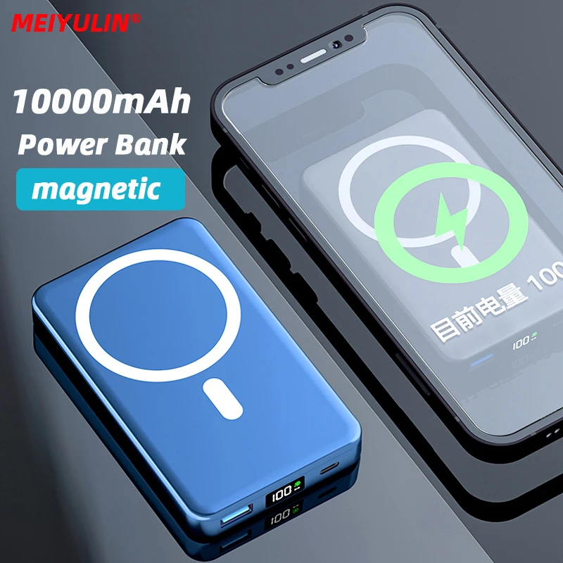 

10000mAh Magnetic Wireless Fast Charging Power Bank PD20W USB C Charger slim External Spare Battery For IPhone 14 Samsung Xiaomi
