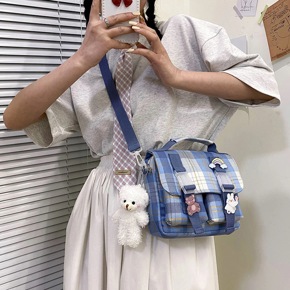 

Холщовая маленькая сумка в японском стиле для женщин, милая забавная индивидуальная прозрачная дамская сумочка-мессенджер с вышивкой медв...