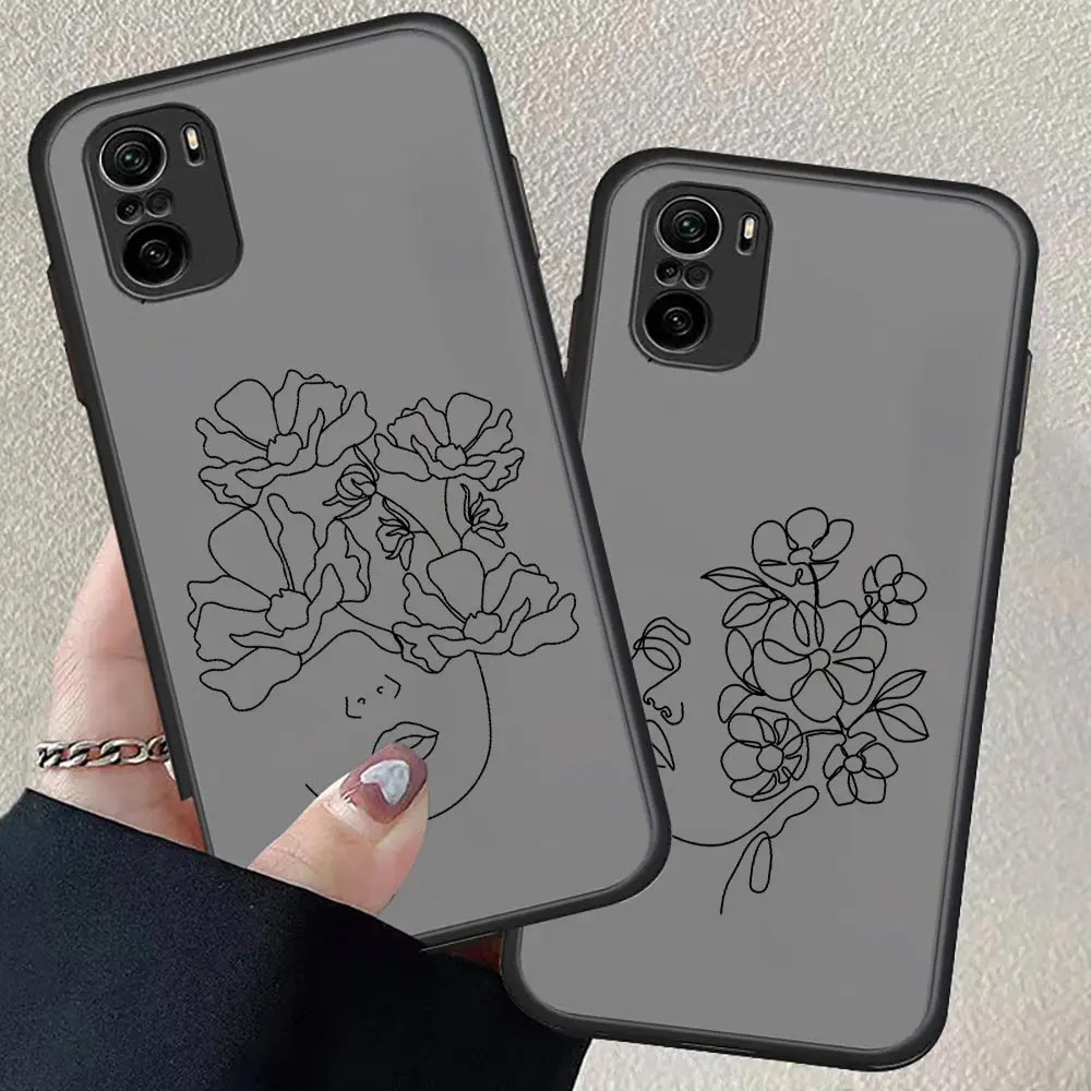 

Sexy Minimal Line Art Woman With Flowers Comics Case For Redmi K40 K30 K20 10 10C 10X 9T 9C 9A 9 8A 8 7A 7 6 6A 5 5A Pro Plus 5G