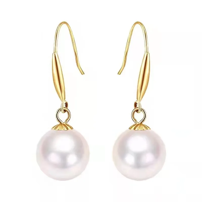 

BANFU Real 18K Gold Natural Seawater Pearl Drop Earrings Pure AU750 Earring Hooks for Women Fine Jewelry Gift Pearl Earrings