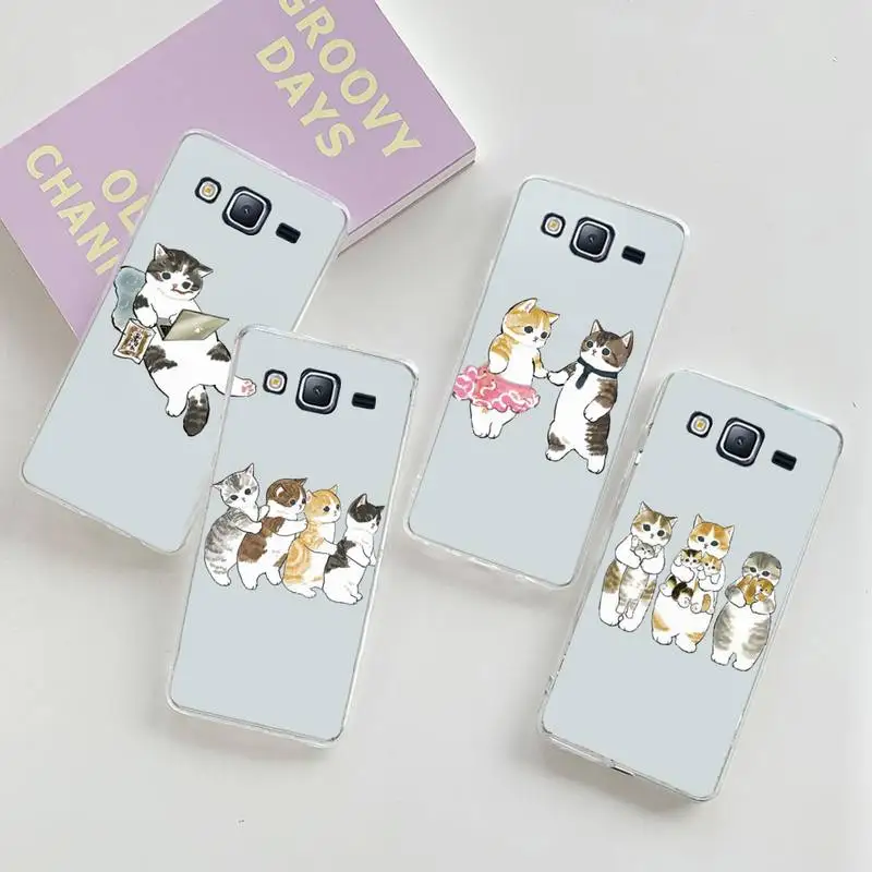 

Japan cat cute hand painted animal Phone Case Transparent For Samsung Galaxy A S 22 52 20 21 71 10 51 50 12 40 fe ultra plus