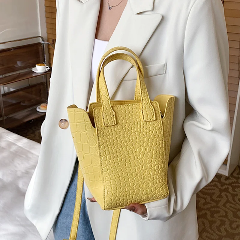 

Vintage Women's Bucket Bag High Quality Soft Leahter Shoulder Crossbody Bags for Women Designer Brand Female Handbags New Yellow