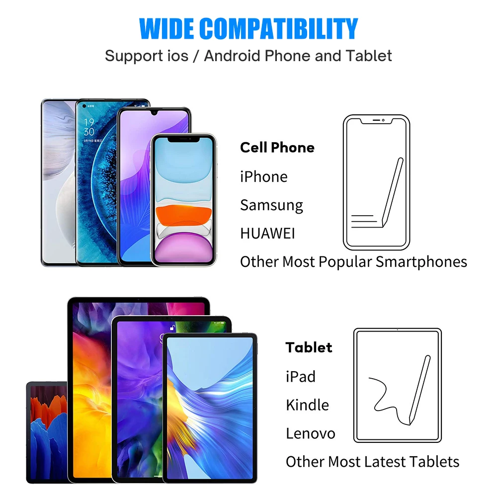 Стилус с дисплеем питания для Android iOS планшетов мобильных телефонов Samsung Xiaomi Lenovo
