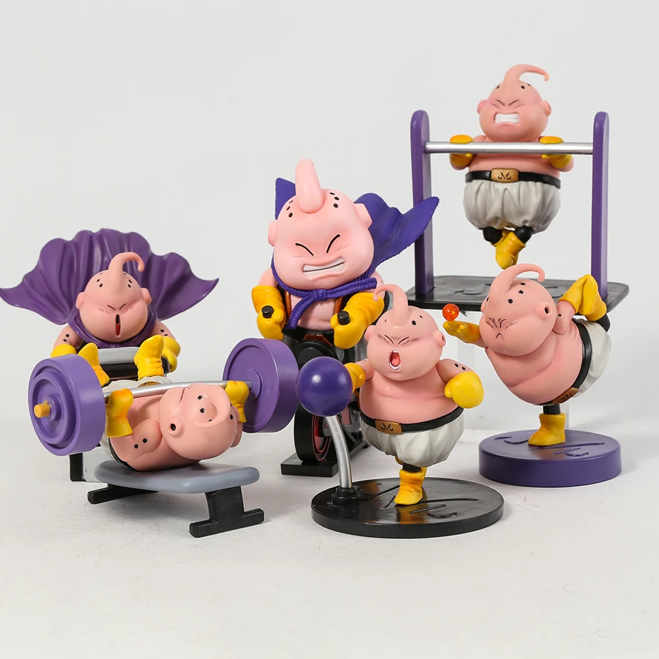 Dragon Ball Fitness Majin Buu Horizontal Bar Weightlifting Yoga Boxing Treadmill Cycling Collectible Figure Model Toy