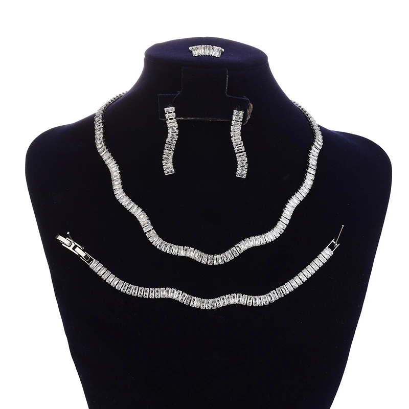 

Jewelry Set HADIYANA Zirconia Vintage Women's Wedding Necklace Bracelet Ring Earrings Refined Set BN8951 Party Gift