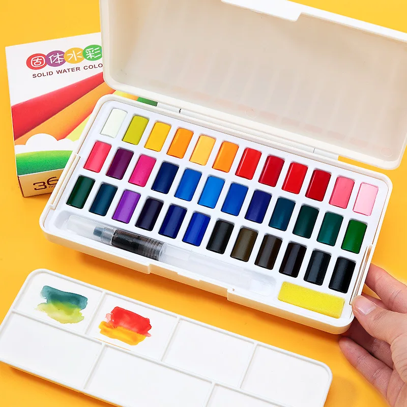 18/24/36/48 Color Solid Color Watercolor Paint Set Art Supplies Beginner Hand-painted Gouache Pigment Powder Fine Highlight
