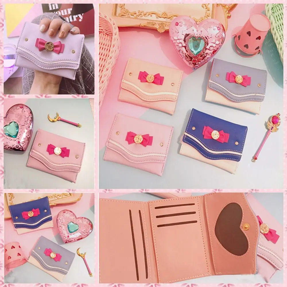 Женский кошелек с бантом Сейлор Мун карамельные цвета клатч кредитница