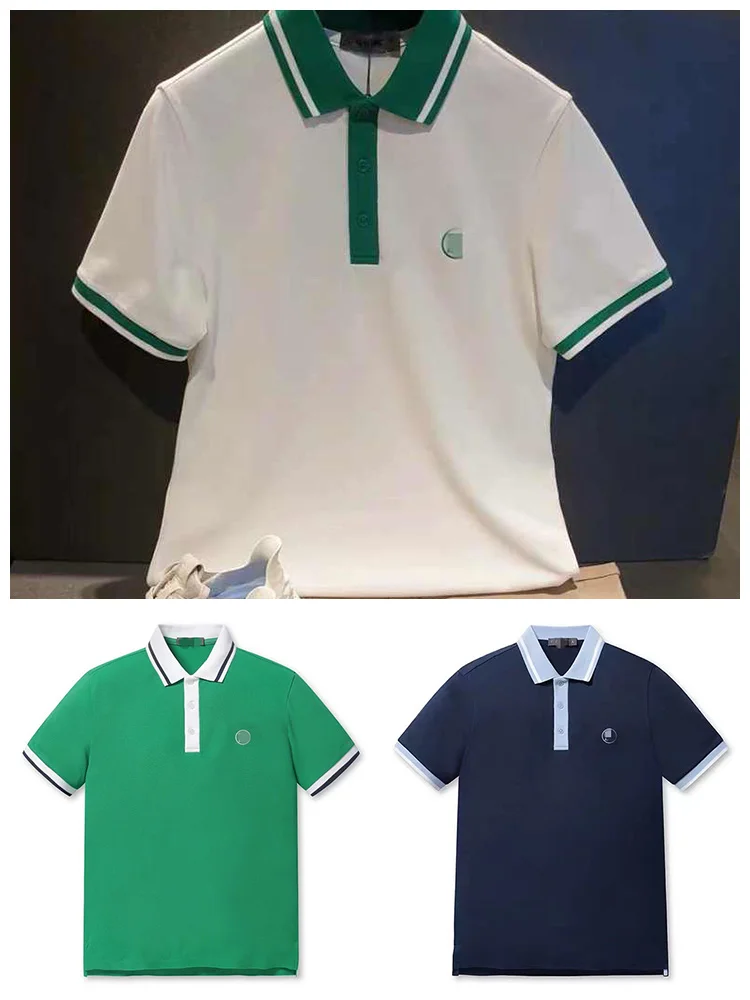 

Summer New Korean Golf Men's Sports Leisure Breathable Short Sleeve Quick Drying Loose Polo Neck Simple Solid Color Top