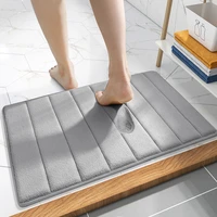 simple soft memory foam striped bathroom absorbent floor mat non slip toilet quick drying door rug