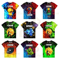 new 2021 summer short sleeve stars tshirt 3d print casual game character leon spike kids costume clothes for boy girl