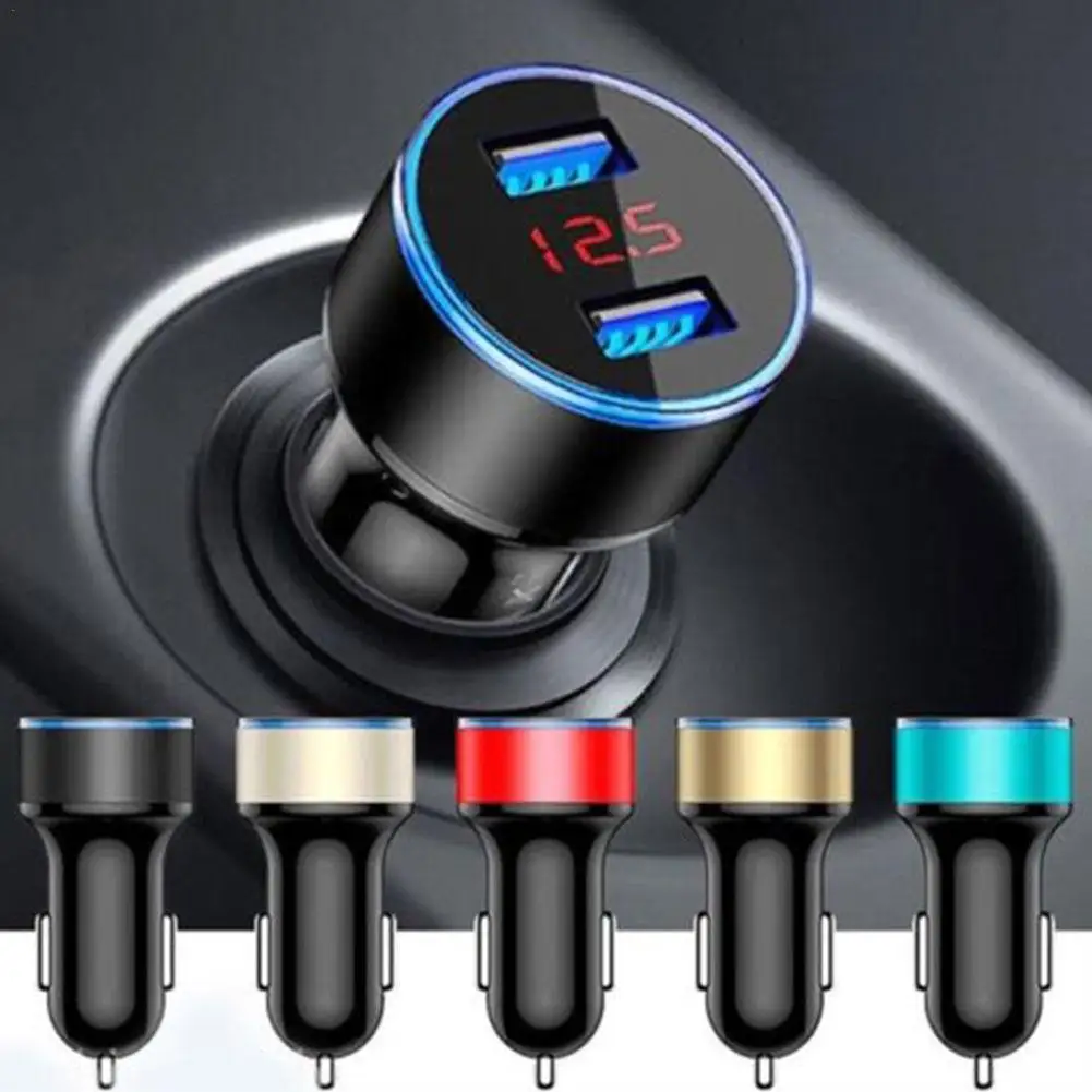 

1pcs 5V 3.1A Car Charger Dual USB Adapter Cigarette Lighter LED Voltmeter For All Types Of Mobile Cell Phones Quick Charge