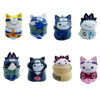 8pcsset naruto figures kawaii anime toys q version doll modle naruto cat 3cm mini action kakashi statue cartoon child boy gift
