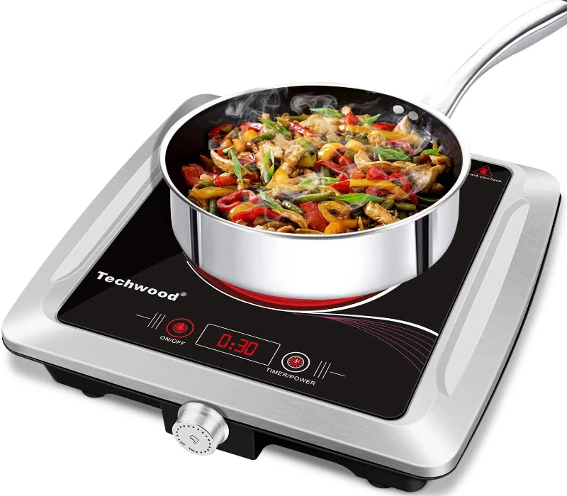 

Hot Plate Stove Single Burner Countertop Infrared Ceramic Cooktop, 1500W Portable Ceramic Glass & Stainless Steel