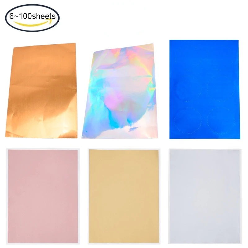 

6-20PCS 8.3 x 11 Inch Rectangle Adhesive A4 Sticker Silver/Golden/Rose Gold Film Password Sticker DIY Scraping Award Card