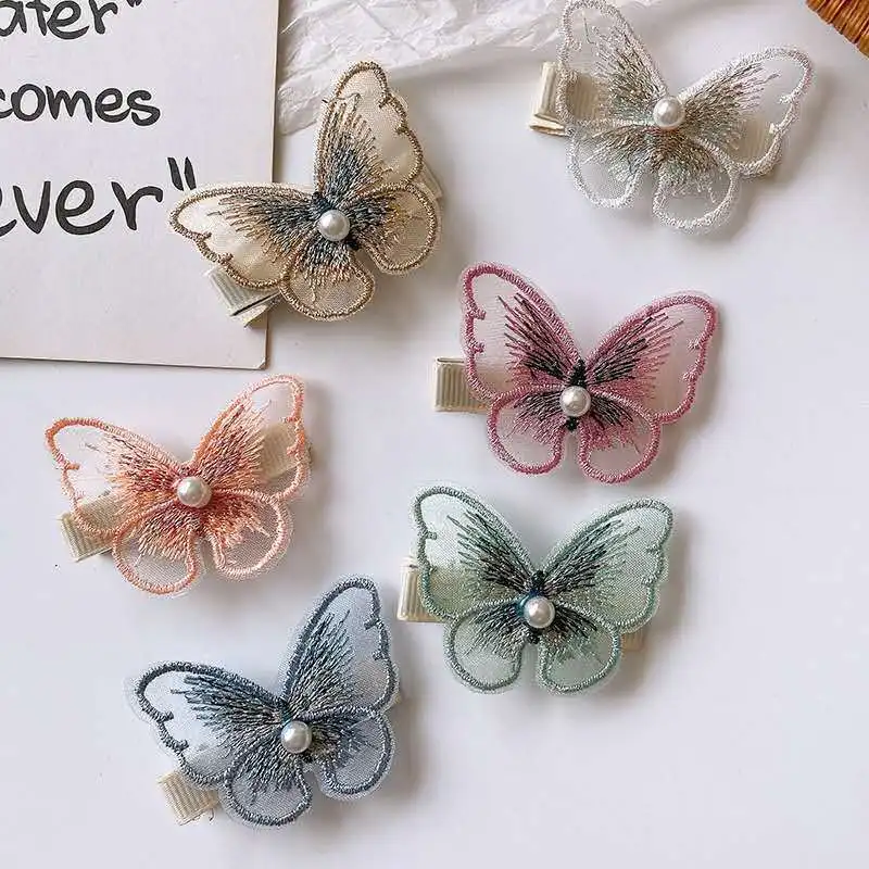 

1pc Fashion Beauty Colorful Imitation Pearl Butterfly Hair Clip For Women Trendy Cute Headdress Girl's Hair Accessories Gifts