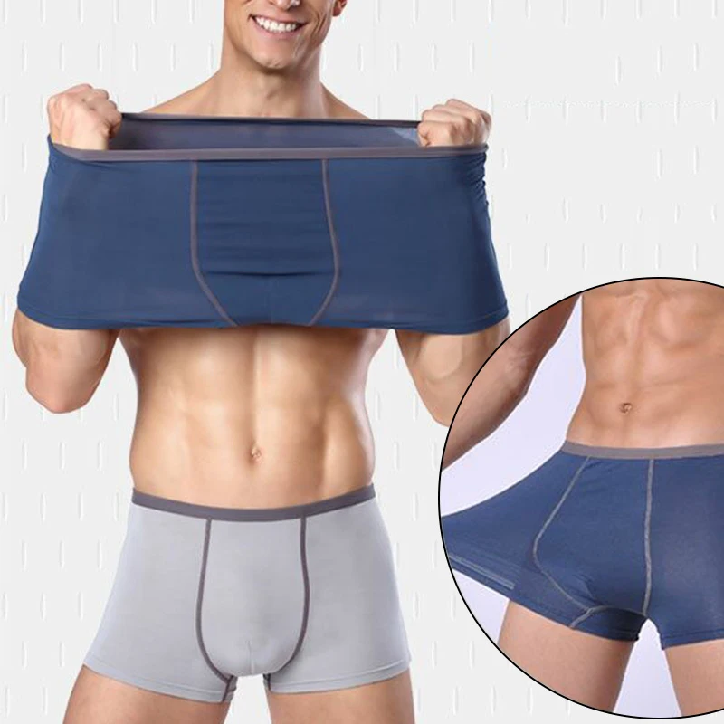 

Men Underwear Boxer Shorts Trunks Plain Breathable Elastic U Convex Seamless Cotton Underpants Comfort Soft Sexy Underwear