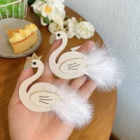 2022 summer cute little swan crown feather hair clip for girl children sweet fairy princess kawaii hairpin fashion accessories