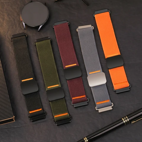 Нейлоновый магнитный ремешок для Samsung Galaxy Watch 7/FE/5/pro/6/4/Classic/Active 2, Huawei GT/5/4/3