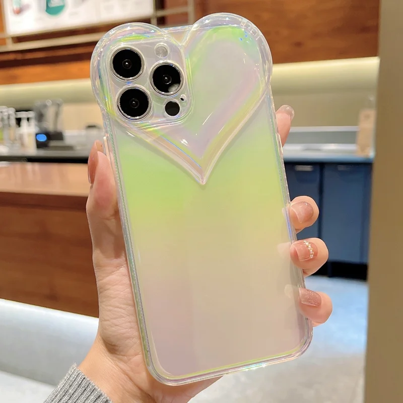 Чехол для IPhone 13 11 12 Pro Max XS x r 7 8 plus 13pro противоударный мягкий лазерный любовь сердце