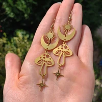 new boho ethnic earrings star and moon jewelry mushroom earrings fashion gold colour womens earrings