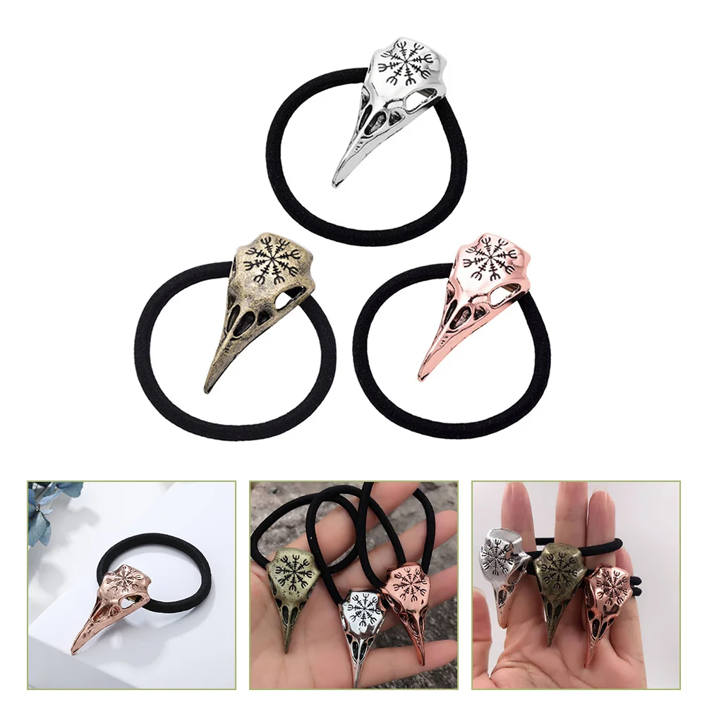

3 Pcs Rope Raven Hair Ropes Women's Accessories Halloween Ties Alloy Viking Miss Mens Hairband