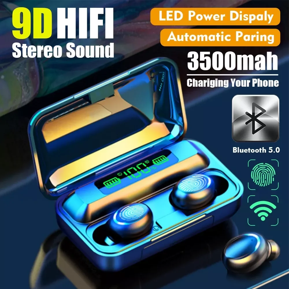 

Bluetooth Wireless Headphones with Mic Sports Waterproof TWS Bluetooth Earphones Touch Control Wireless Headsets Earbuds