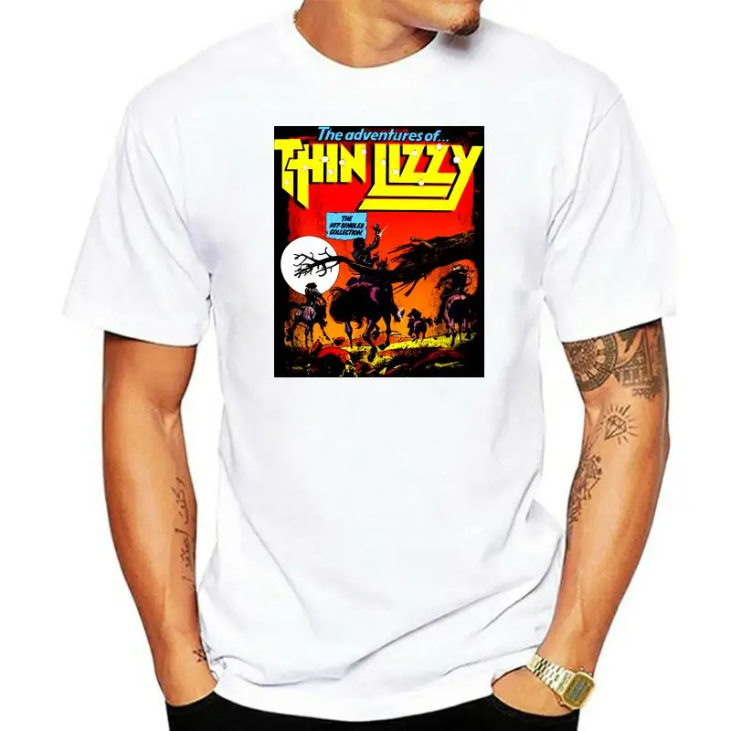 Official Thin Lizzy Hit Singles Adventures NEW T-Shirt Rock Metal Band Merch 100% Cotton Men Women T Shirt Tees Custom 2022