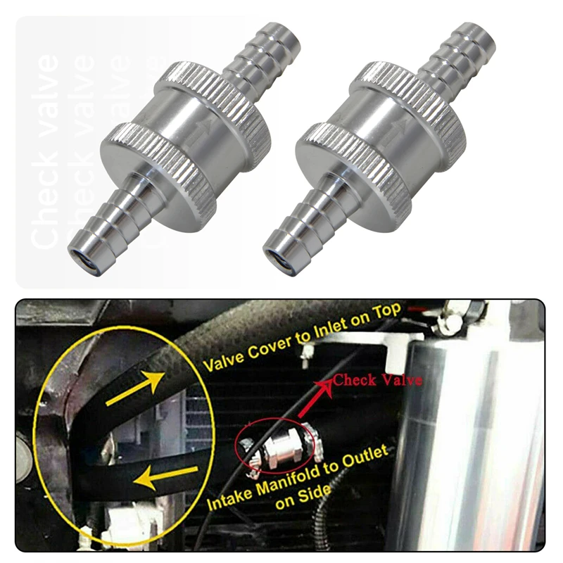 

2PCS 8mm 5/16" Alloy Aluminium Silver Non Return One Way Check Valve Petrol Diesel