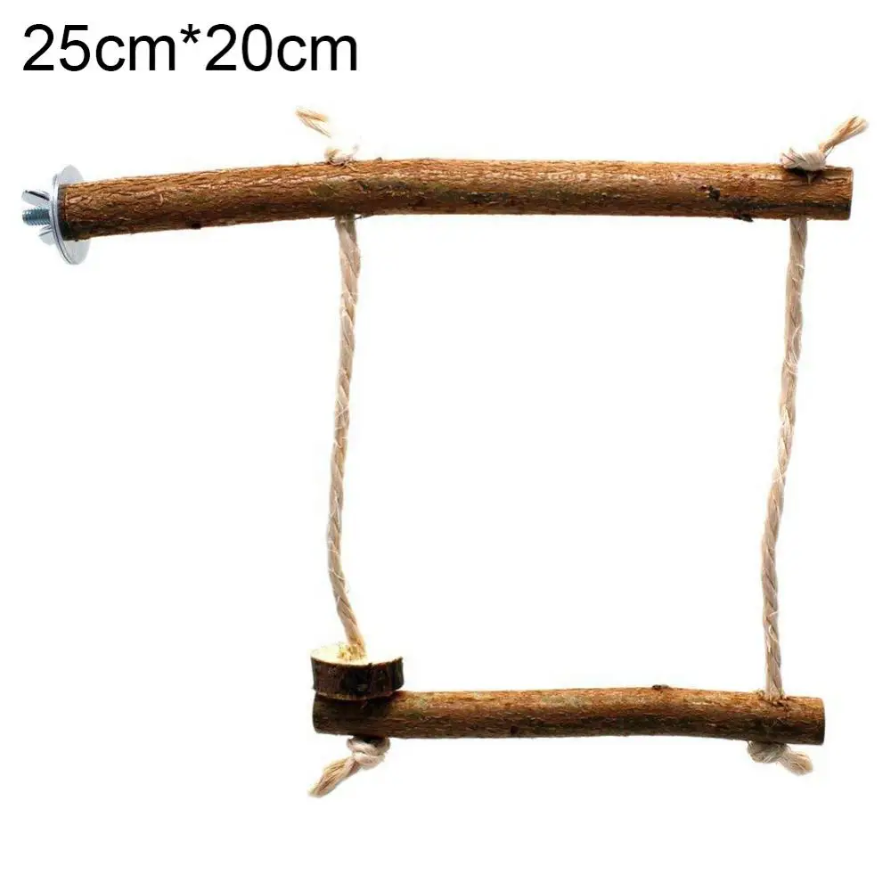 

Wooden Toy Hanging Pets Bird Parrot Stand Perch Cotton Rope Cage Swing Chew Toy