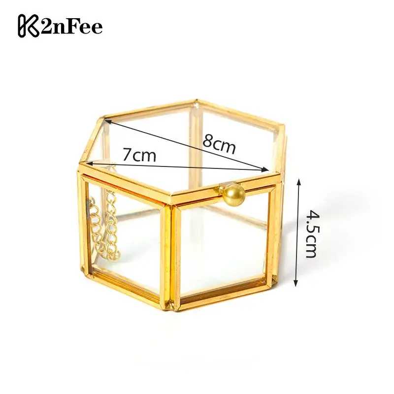 Jewelry Organize Holder Geometrical Clear Glass Jewelry Box Ring Box Necklace Bracelets Earrings Jewelry Storage Accessories images - 6