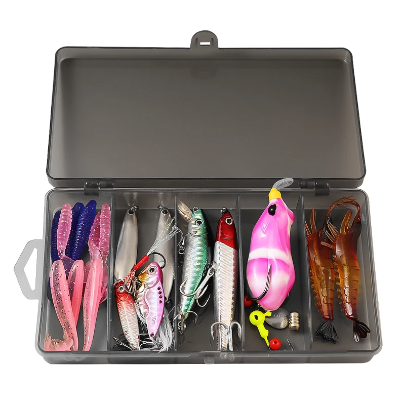 

Thekuai 28Pcs Fishing Lure Kit Frog Soft Lure VIB Minnow Swimbait Crankbait Fishing Tackle Fishing Lure Set