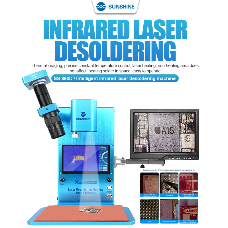 

SUNSHINE SS-890D Intelligent Thermal Infrared Imager Analyzer BGA Rework Station Laser Heating De-soldering with Microscope CPU