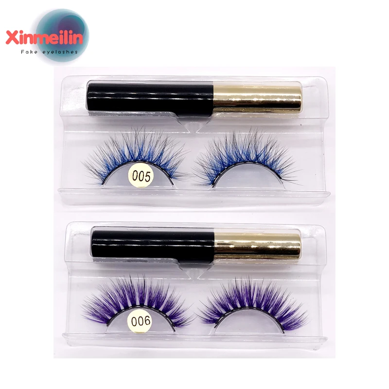 

3D Colored Magnetic Eyelashes Set Waterproof Lasting Naturally Magnetic Eyeliner 5 Magnet Makeup Extension COSPLAY False Lashes