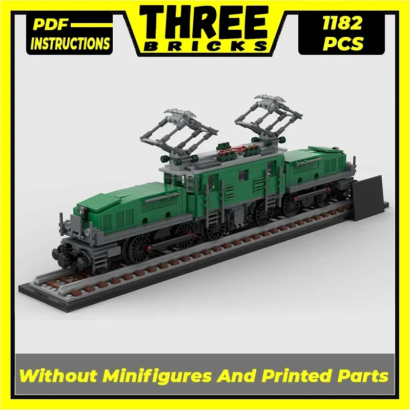 Технические Moc-кирпичи модель городской поезда зеленый крокодиловый поезд